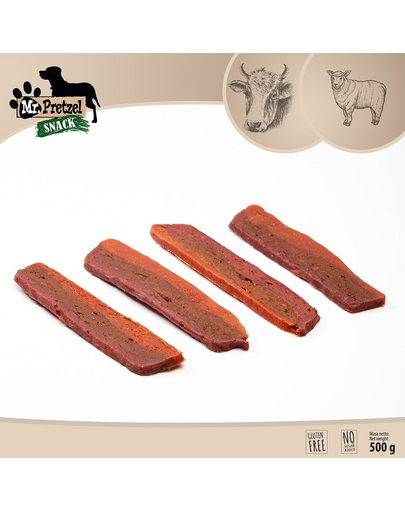 Recompense câini mix carne vită miel cerb pentru câini mofturoși MR. PRETZEL 500g