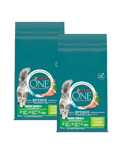 PURINA ONE Bifensis Indoor Formula 19,5 kg (2x9,75 kg) hrană uscată pentru pisici de interior, cu curcan și grâu