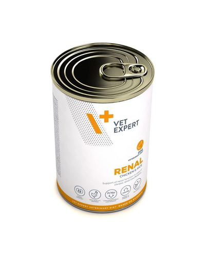 Hrană renală câini adulți cu insuficiență renală cronică VET EXPERT Veterinary Diet Renal, 400 g cu pui și orez