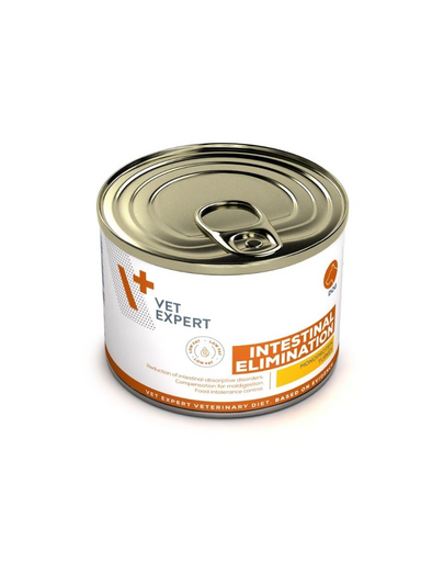 VET EXPERT Veterinary Diet Intestinal Elimination 200 g hrană dietetică Low Fat pentru câini cu tulburări digestive, curcan