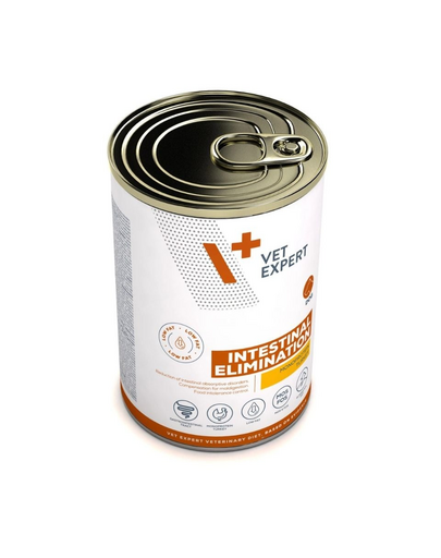 Hrană umedă dietetică VET EXPERT Veterinary Diet Intestinal Elimination 400 g Low Fat pentru câini cu tulburări digestive și pancreatice, curcan