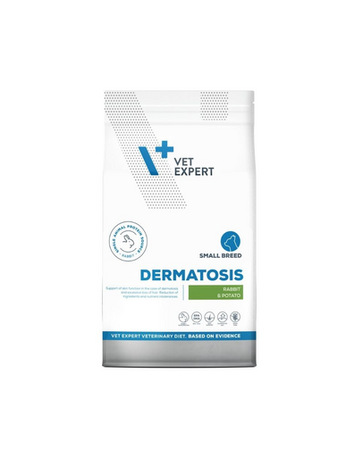 VET EXPERT Veterinary Diet Dermatosis Small Breed 8 kg hrană dietetică pentru câini talie mică cu dermatoze și intoleranțe, cu iepure și cartofi