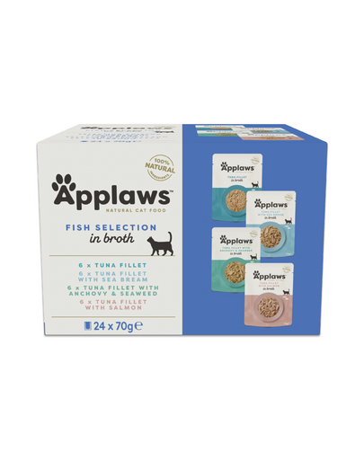 APPLAWS Cat Multipack hrană pisici cu pește în supă, 4 arome 24x70 g