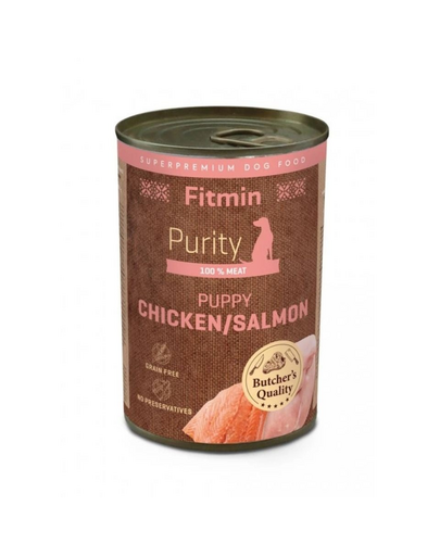 FITMIN Purity Puppy cu pui și somon 400 g hrană umedă pentru căței