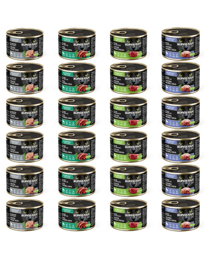 SUPER RAFI Cat Mix 4 Arome 24 x 185 g hrană umedă pentru pisici