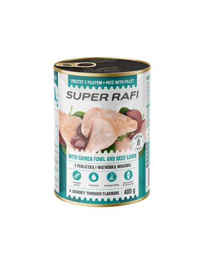 SUPER RAFI Mix 4 Arome 12 x 400 g hrană umedă pentru câini