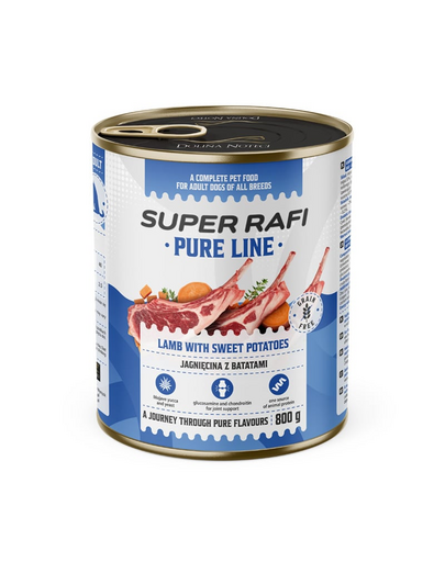 SUPER RAFI Pure Line miel și cartofi dulci 6x800 g hrană câini adulți