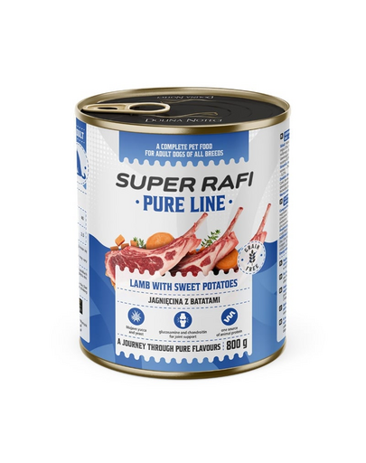 SUPER RAFI Pure Line miel și cartofi dulci 12x800 g hrană câini adulți