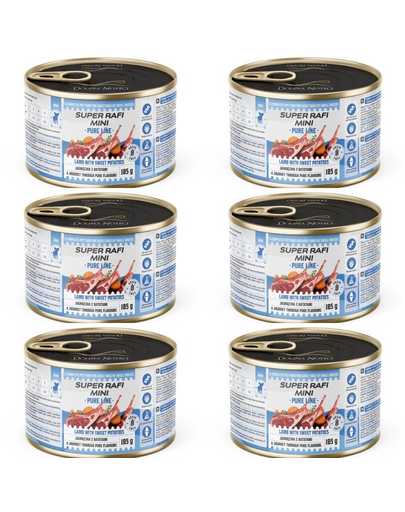 SUPER RAFI Mini Pure Line cu miel și cartof dulce 6x185 g hrană umedă pentru câini de talie mică