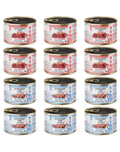 SUPER RAFI Mini Pure Line mix 2 arome 12x185g hrană umedă pentru câini de rase mici