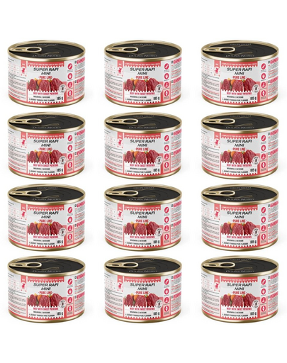 SUPER RAFI Mini Pure Line cu vită și cartof dulce 12x185 g hrană umedă pentru câini de talie mică