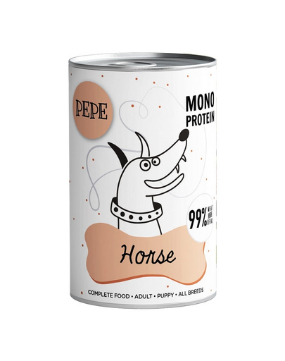 PAKA ZWIERZAKA PEPE Hrană monoproteică pentru câini 99% carne de cal 800 g