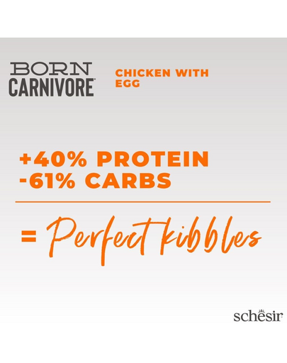 Hrană uscată pisici bogată în proteine SCHESIR Born Carnivore 1,25 kg pui cu ou