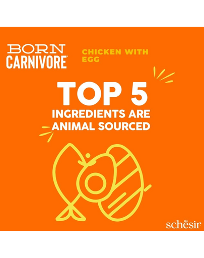 Hrană uscată pisici bogată în proteine SCHESIR Born Carnivore 1,25 kg pui cu ou