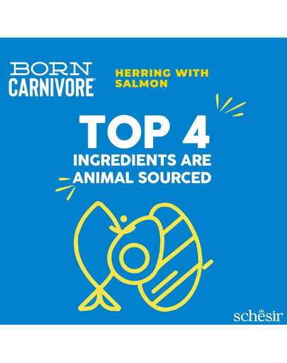 Hrană uscată pisici cu hering și somon Schesir Born Carnivore 1,25 kg fără cereale