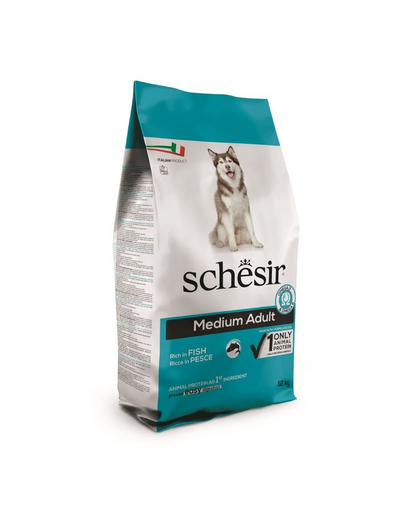 Hrană câini talie medie Schesir Original Medium Adult 12 kg cu pește