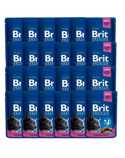 BRIT Premium Cat Adult Mix 48x100 g hrană umedă pentru pisici adulte, cu pui și curcan, cod