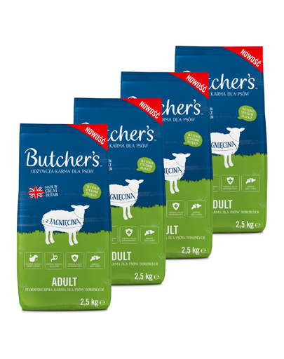 BUTCHER'S Original hrană cu miel pentru câini 4 x 2,5kg