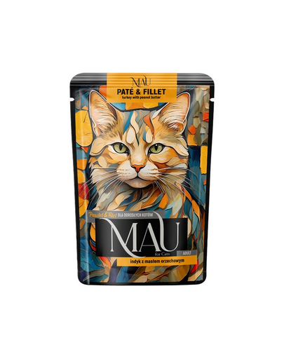 MAU Pate & Filet plic hrană umedă pentru pisici adulte, cu curcan și unt de arahide 85 g