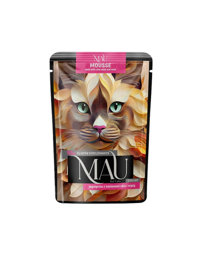 MAU Mousse pisici sterilizate 85 g cu miel, semințe de chia și mentă