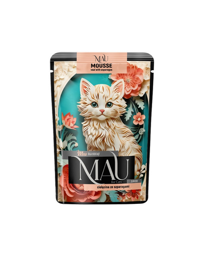 MAU Mousse hrană pisoi de la 3 luni, cu vițel și sparanghel 85 g