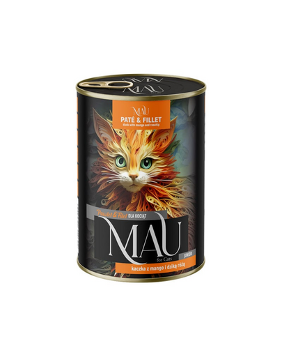 MAU Pate & Filet hrană umedă pisoi de la 3 luni, cu rață, mango și măceșe, conservă 400 g