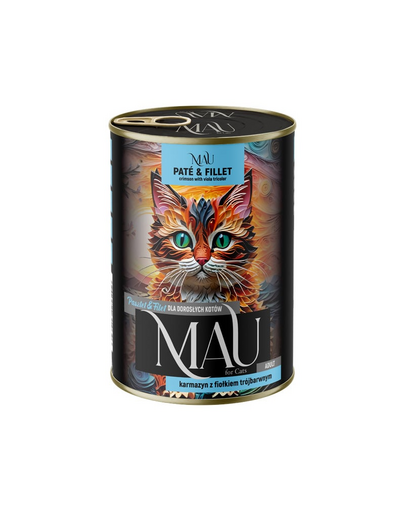 MAU Pate & Filet 400 g hrană umedă pentru pisici adulte, cu sebastă și trei-frați-pătați
