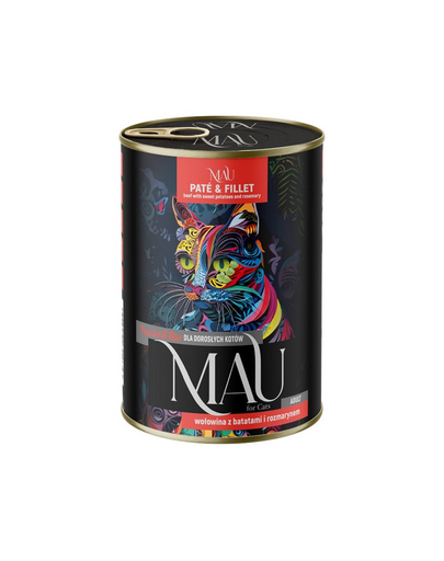MAU Pate & Filet hrană pisici 400 g cu vită, cartof dulce și rozmarin