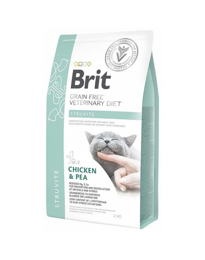 BRIT Veterinary Diets Cat Struvite Dieta veterinara pentru pisici adulte cu probleme ale tractului urinare inferior 2 kg