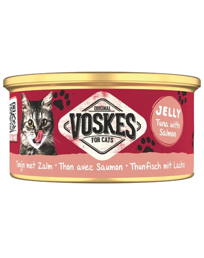 VOSKES Jelly Ton cu Somon 85 g – 100% ton cu somon în aspic, hrană complementară pentru pisici