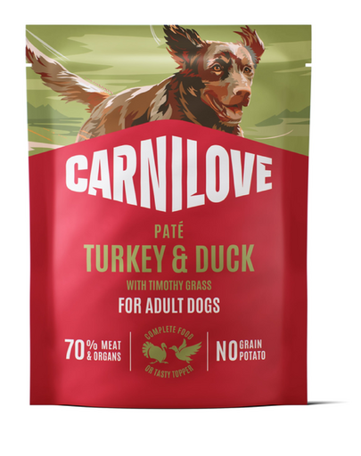 Plic hrană pentru câini CARNILOVE Dog Pouch Turkey and Duck 300g curcan și rață