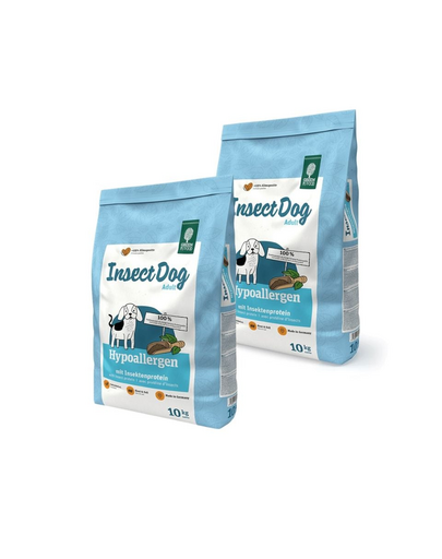 GREEN PETFOOD InsectDog Hypoallergen 2 x 10 kg hrană hipoalergenică câini, cu insecte, fără cereale
