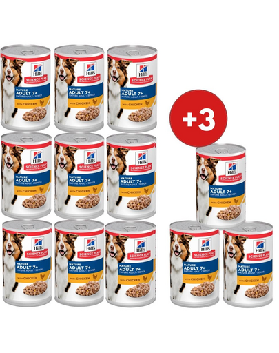 HILL'S Science Plan Canine Mature Adult Chicken 9+3 CADOU hrană câini seniori, cu pui