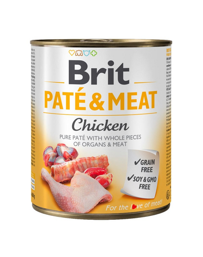 BRIT Pate&amp;Meat chicken 800 g Hrana pentru caini adulti, pateu cu pui