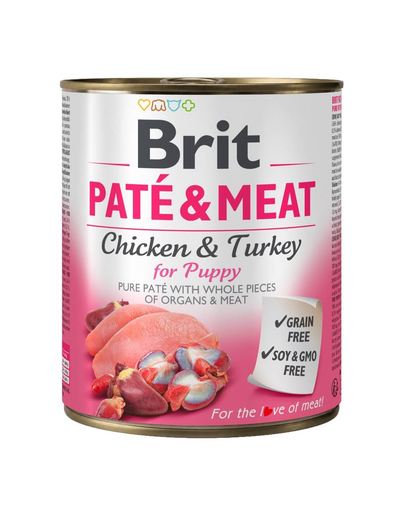 BRIT Pate&amp;Meat puppy 800 g Hrana umeda pentru catei, pateu cu pasare