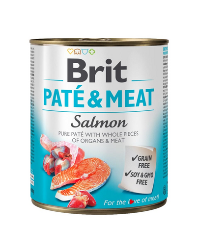 BRIT Pate&amp;Meat salmon 800 g Hrana umeda caine adult, cu somon
