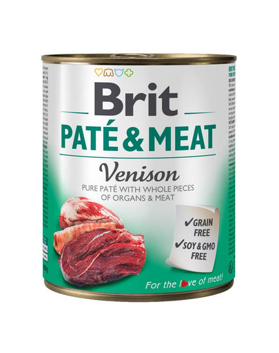 BRIT Pate&amp;Meat venison 800 g Conserva pentru caine, cu vanat