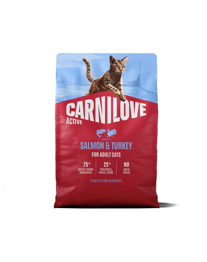 Hrană pisici CARNILOVE Active Cat Salmon and Turkey Adult 2 kg somon și curcan