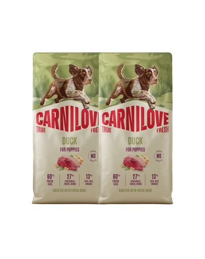 CARNILOVE True Fresh Dog Duck Puppies 2x12 kg hrană uscată pentru căței, cu rață proaspătă
