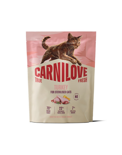 CARNILOVE True Fresh Cat Turkey Sterilised 400 g curcan, hrană pisici sterilizate