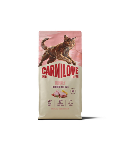 Hrana pisici sterilizate 6 kg CARNILOVE True Fresh Cat Turkey Sterilised, curcan