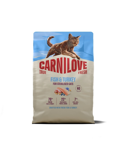 CARNILOVE True Fresh Cat Fish & Turkey Sterilised hrană uscată pentru pisici sterilizate, cu pește și curcan, 2 kg