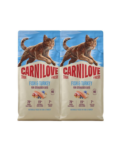 CARNILOVE True Fresh Cat Fish & Turkey Sterilised 2x6 kg hrană uscată pentru pisici sterilizate, cu pește și curcan