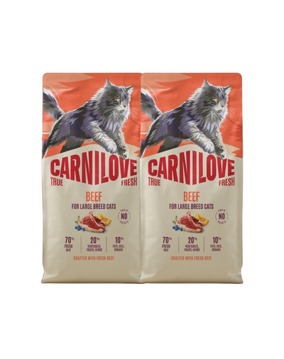CARNILOVE True Fresh Cat Beef Adult Large 2x6 kg hrană uscată pentru pisici adulte de talie mare, cu vită