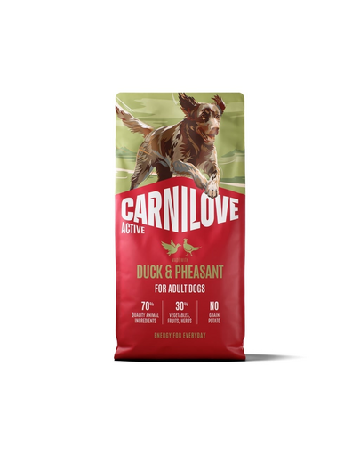 CARNILOVE Active Dog Duck & Pheasant Adult 2x12 kg hrană uscată pentru câini adulți, cu rață și fazan