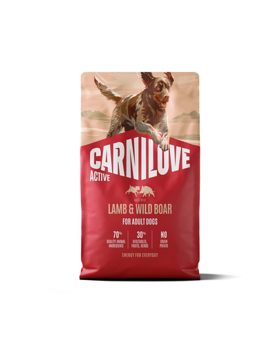 Hrana caini adulti activi CARNILOVE Active Dog Lamb and Wild Boar Adult 4 kg miel si mistret