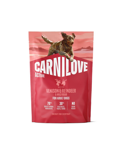 Hrană câini sportivi 1,5 kg CARNILOVE Active Dog Venison și Renifer Adult vânat, ren și mistreț