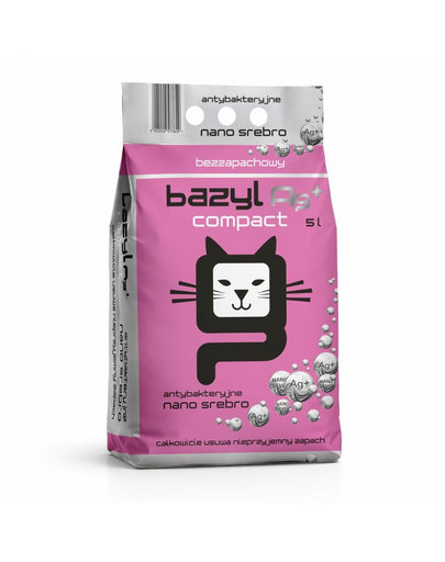 Nisip bentonitic aglomerant pentru pisici BAZYL Ag+ Compact 5 L cu nano-argint