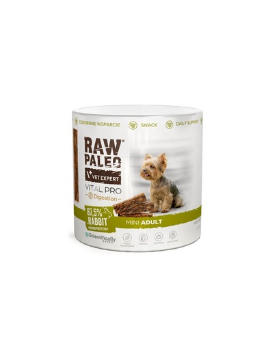 RAW PALEO Vital Pro Digestion Rabbit Mini recompensă pentru digestie câini mici, cu iepure 100 g