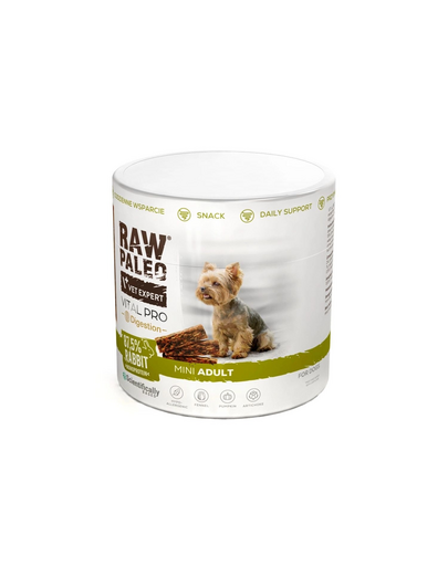 RAW PALEO Vital Pro Digestion Rabbit Mini recompensă pentru digestie câini mici, cu iepure 100 g